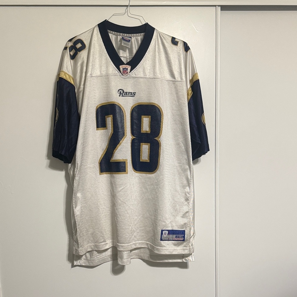 Reebok Faulk White and Navy Rams Jersey